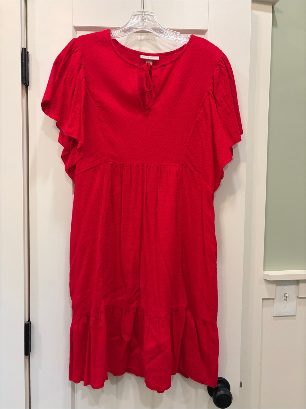 Knox Rose Women’s Bright Red Ruffle-Sleeve Tie-Neck Dress